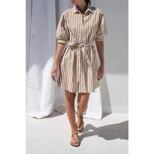 AYR The Solstice Striped Dress in Baguette Brown Stripe sz XS